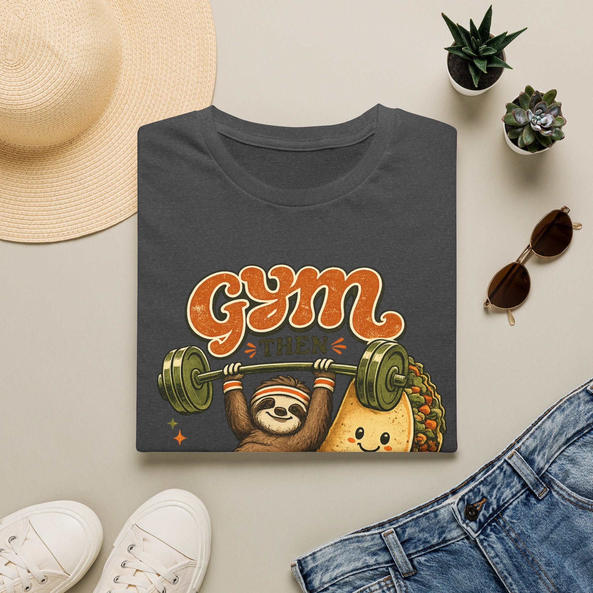 Gym Sloth | Premium Unisex T-Shirt | Gym Then Tacos