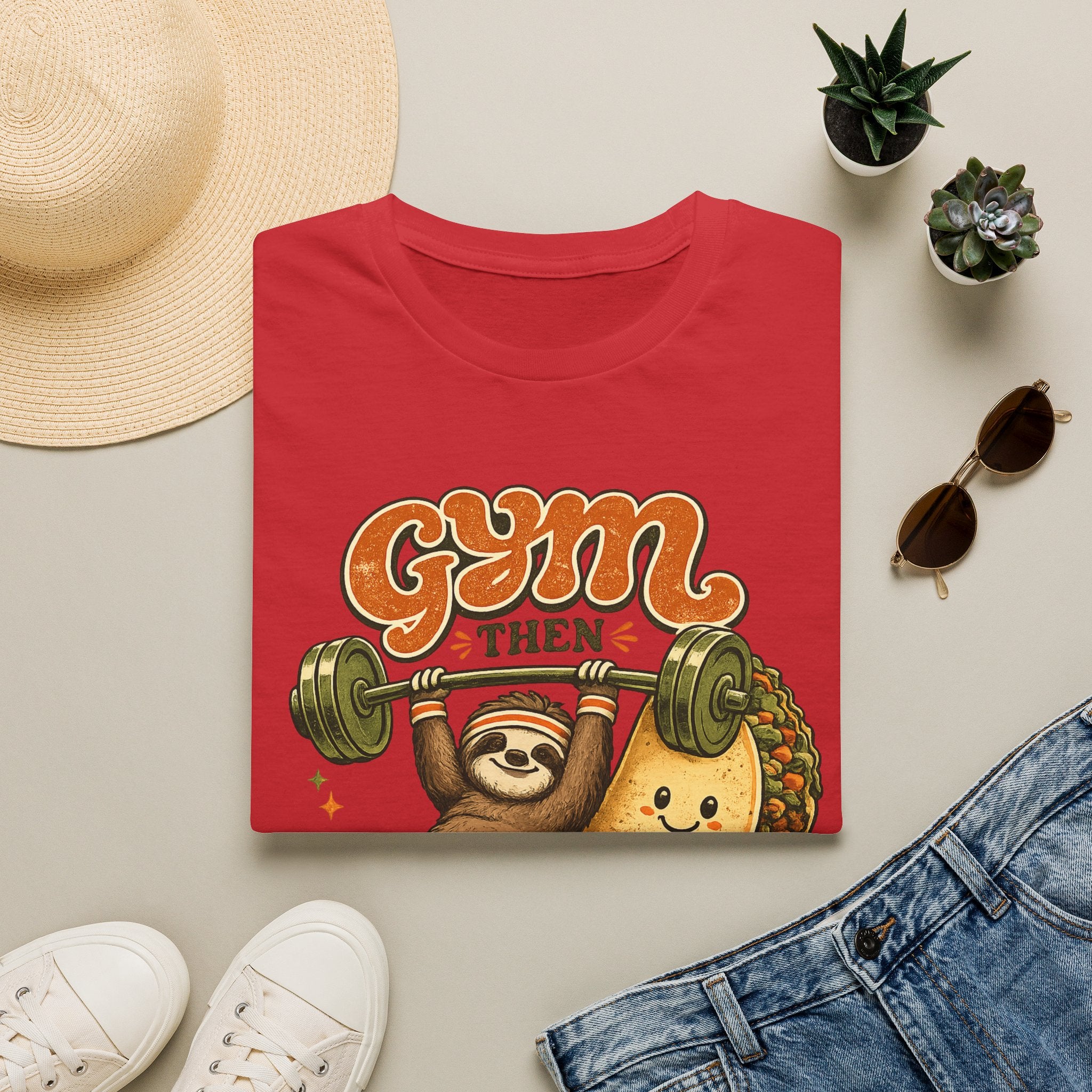 Gym Sloth | Premium Unisex T-Shirt | Gym Then Tacos