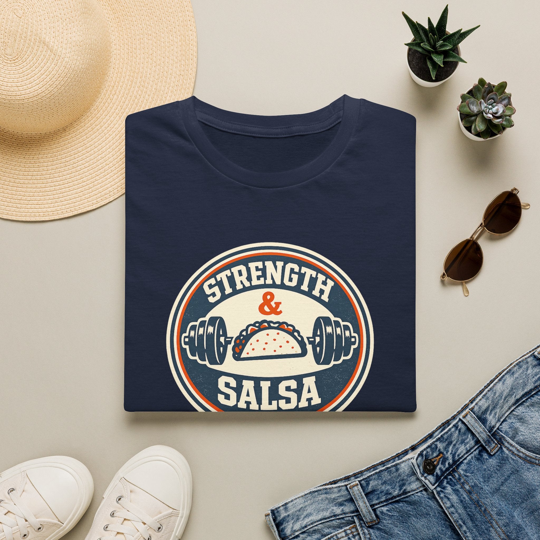 Strength & Salsa | Premium Unisex T-Shirt | Gym Then Tacos