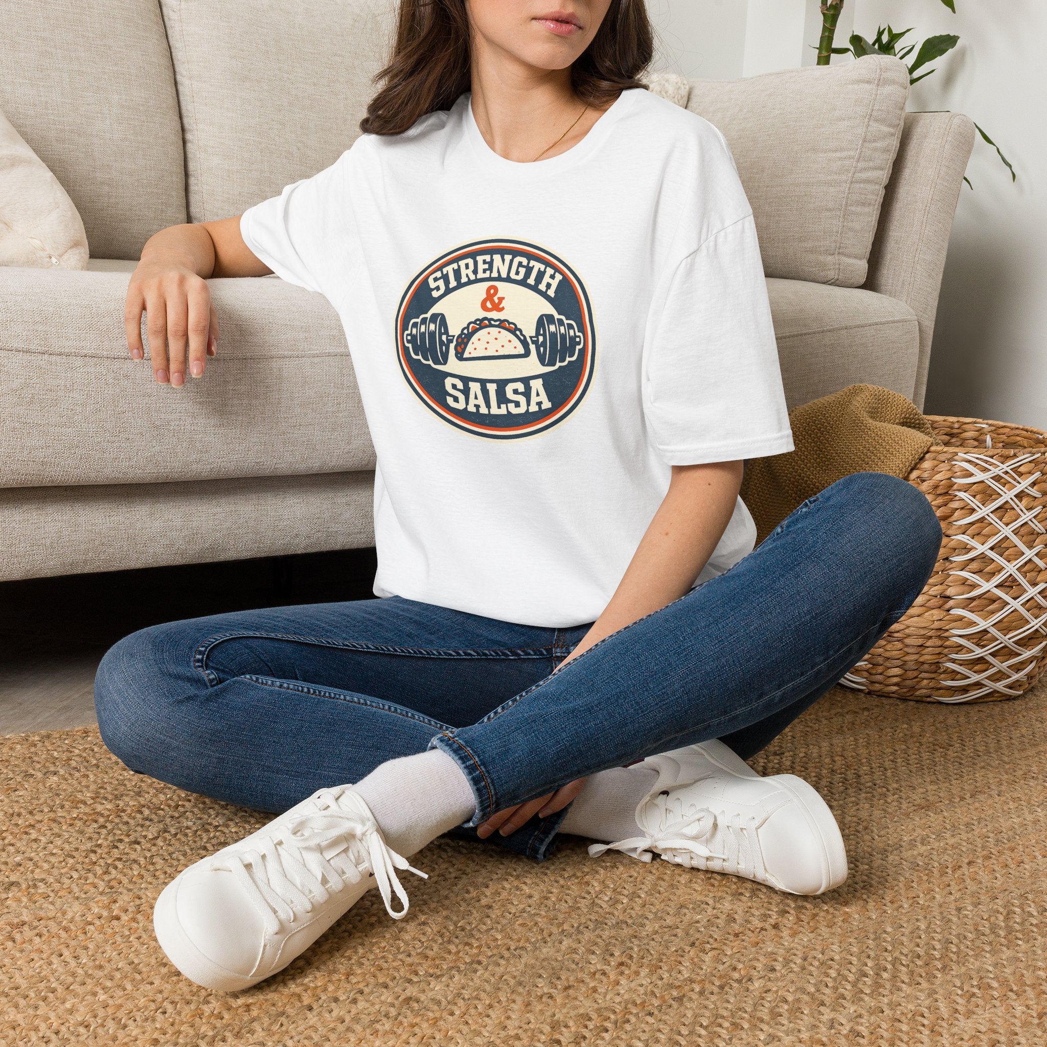 Strength & Salsa | Premium Unisex T-Shirt | Gym Then Tacos