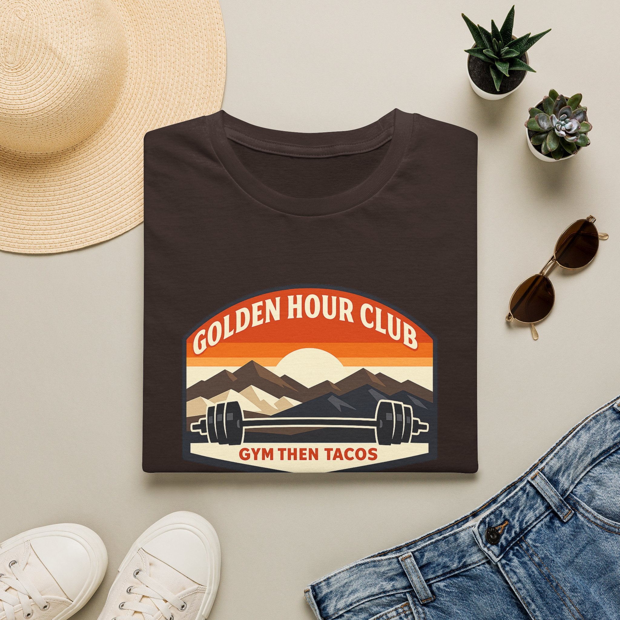 Golden Hour Club | Premium Unisex T-Shirt | Gym Then Tacos