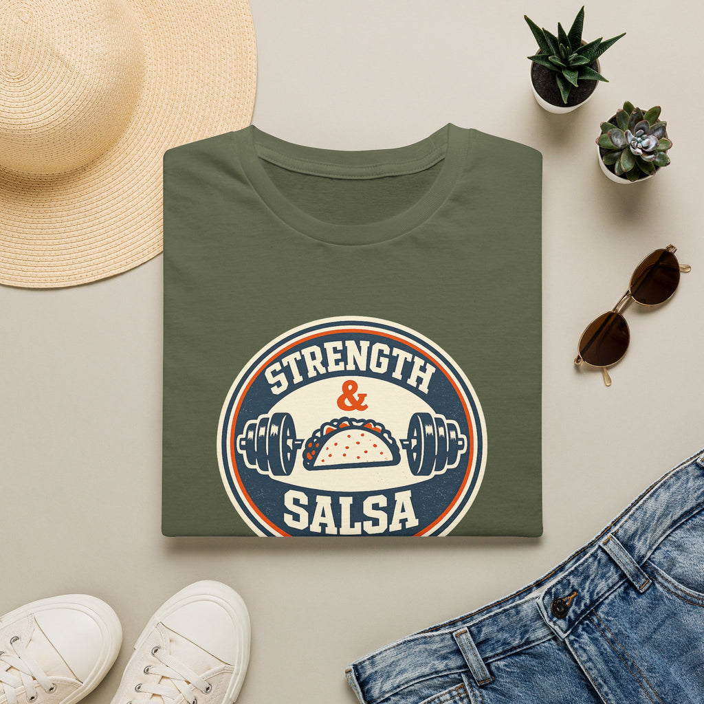 Strength & Salsa | Premium Unisex T-Shirt | Gym Then Tacos