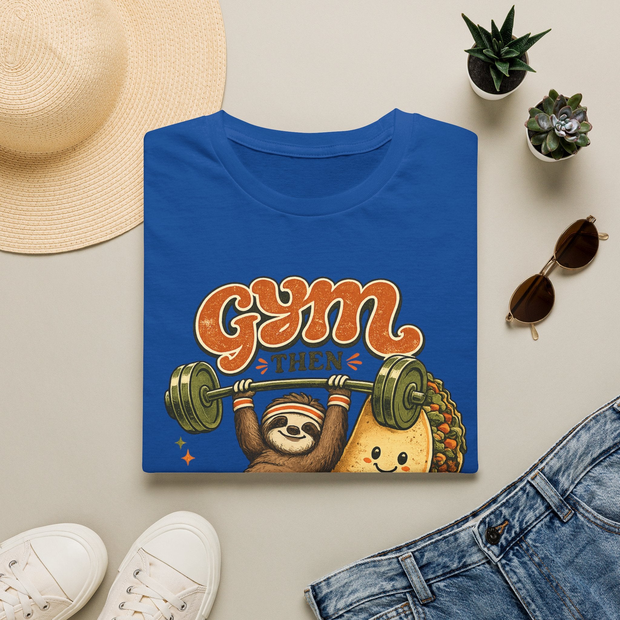 Gym Sloth | Premium Unisex T-Shirt | Gym Then Tacos