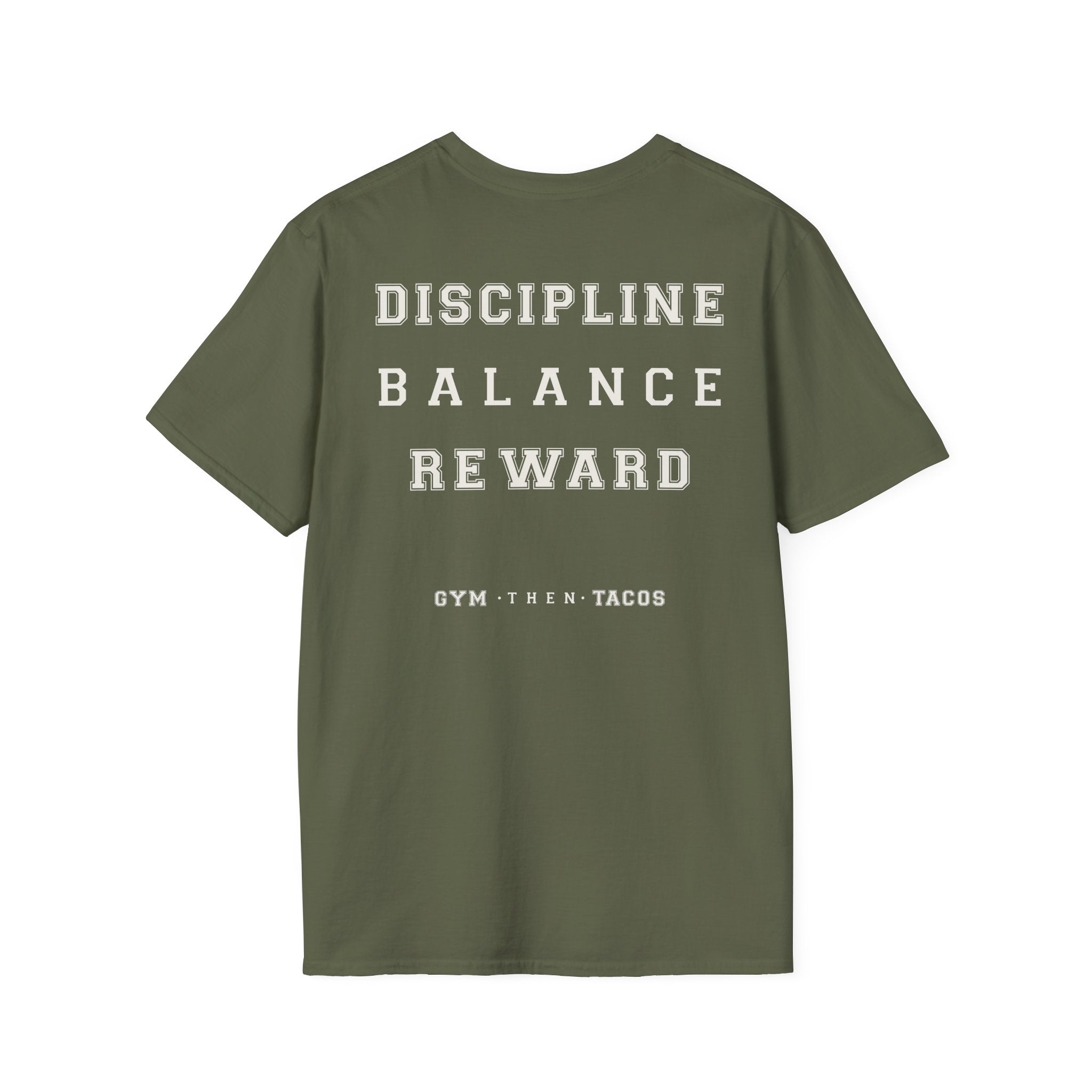 Gym Then Tacos T-Shirt — Minimal Fitness & Food Quote Tee