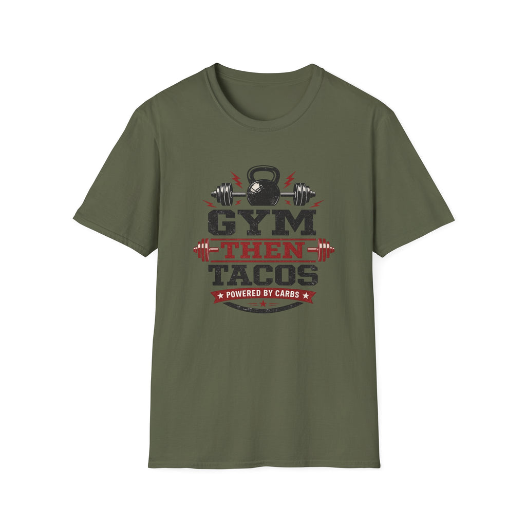 Powered By Carbs | Premium Unisex T-Shirt | Gym Then Tacos