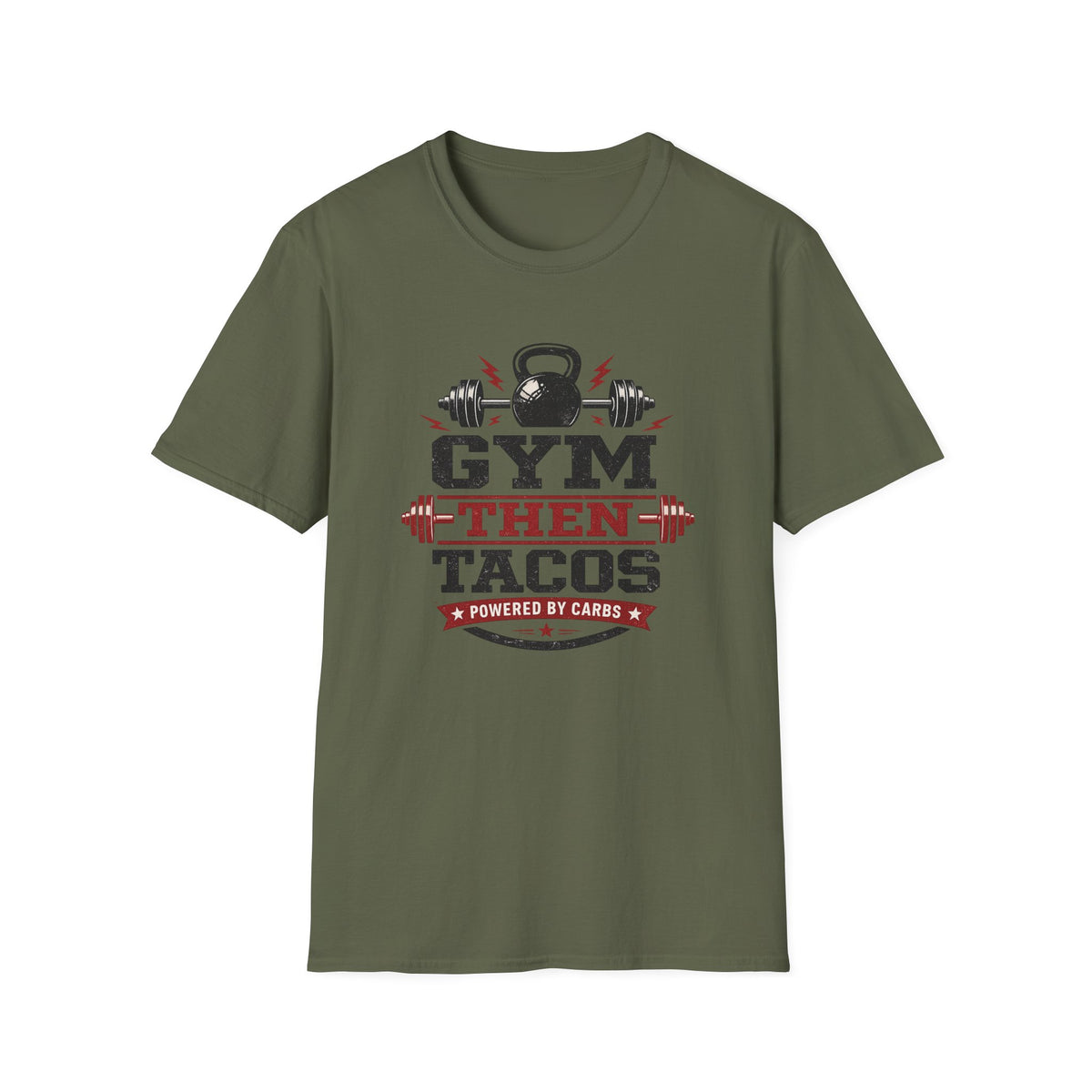 Powered By Carbs | Premium Unisex T-Shirt | Gym Then Tacos