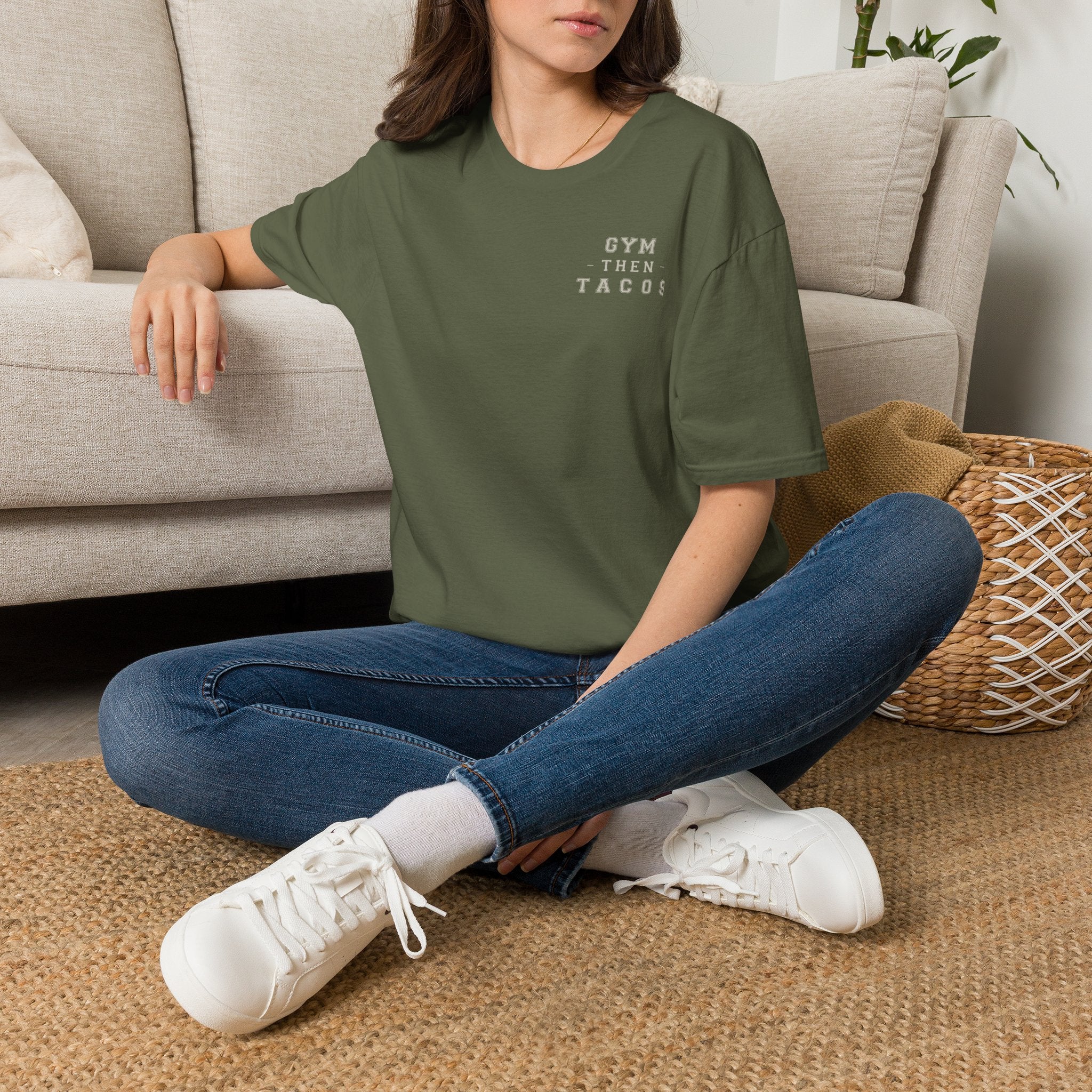 Gym Then Tacos T-Shirt — Minimal Fitness & Food Quote Tee