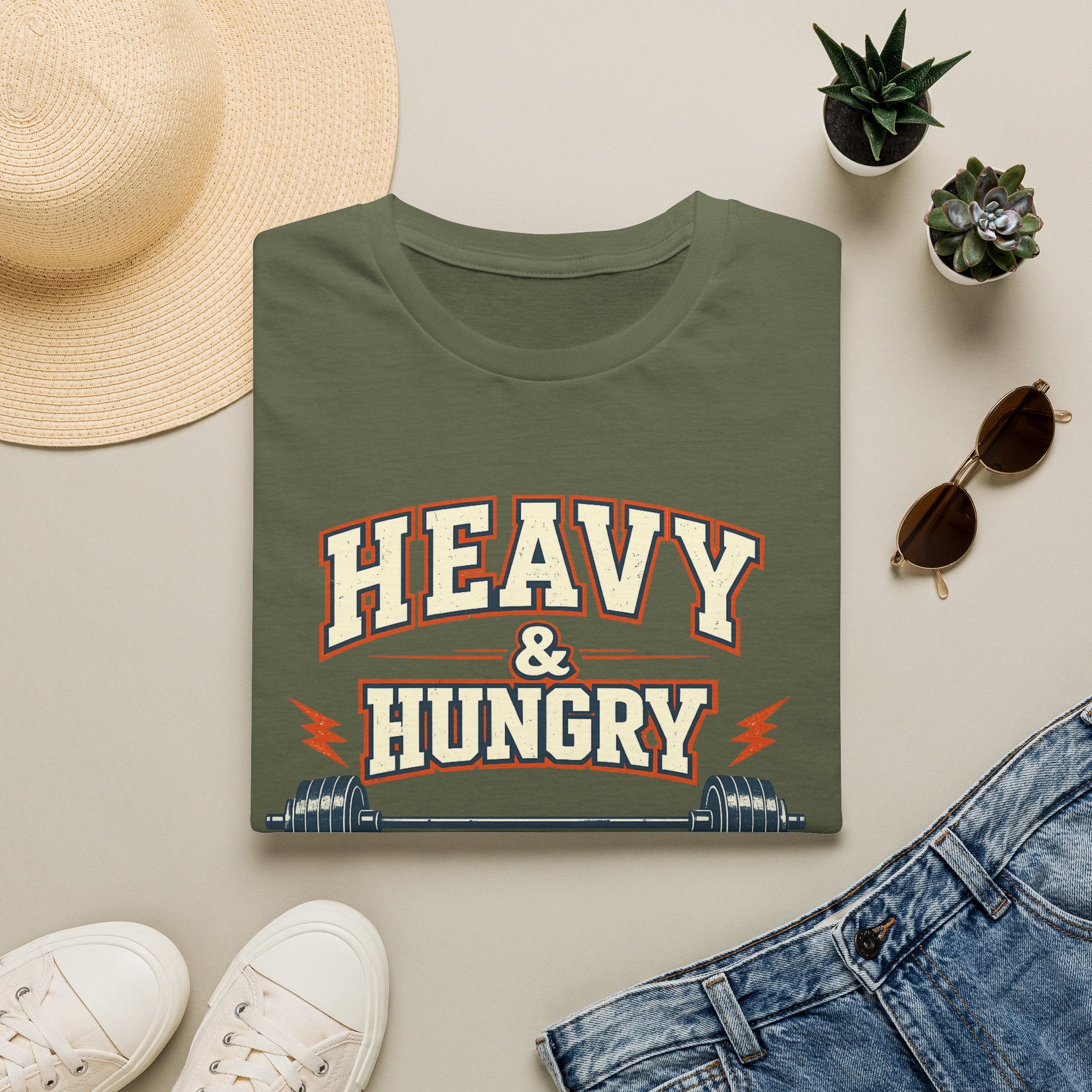 Heavy and Hungry | Premium Unisex T-Shirt | Gym Then Tacos