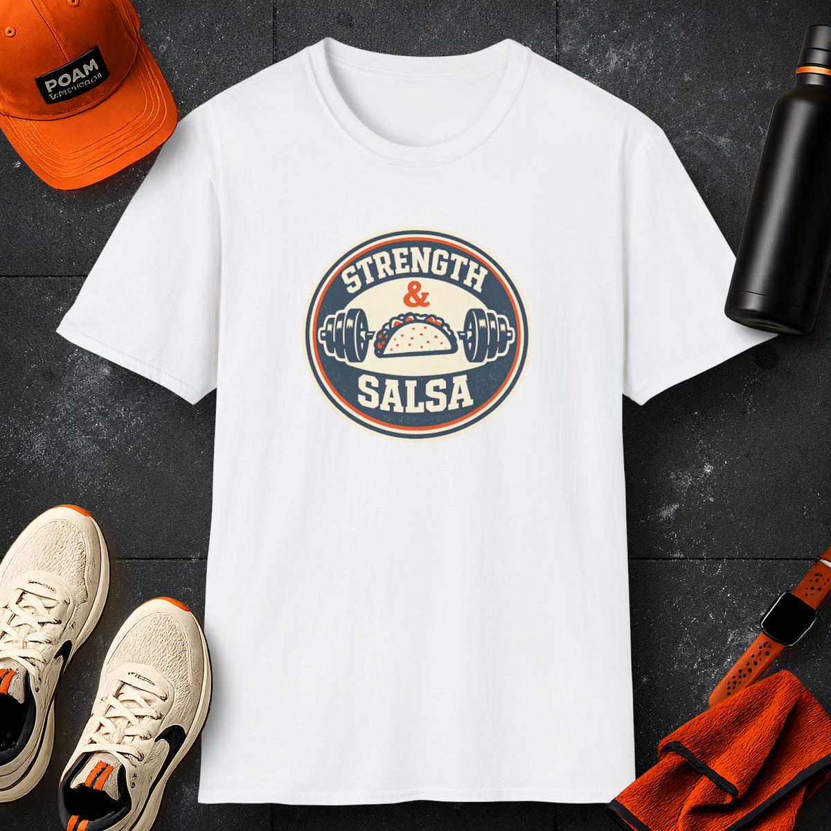Strength & Salsa | Premium Unisex T-Shirt | Gym Then Tacos