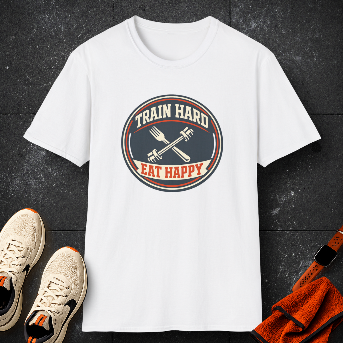 Train Hard. Eat Happy. | Premium Unisex T-Shirt | Gym Then Tacos