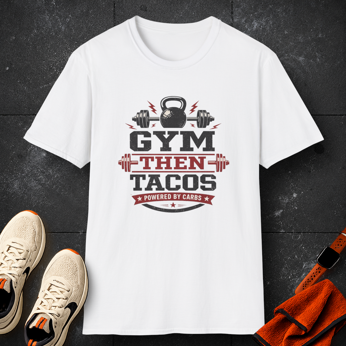 Powered By Carbs | Premium Unisex T-Shirt | Gym Then Tacos