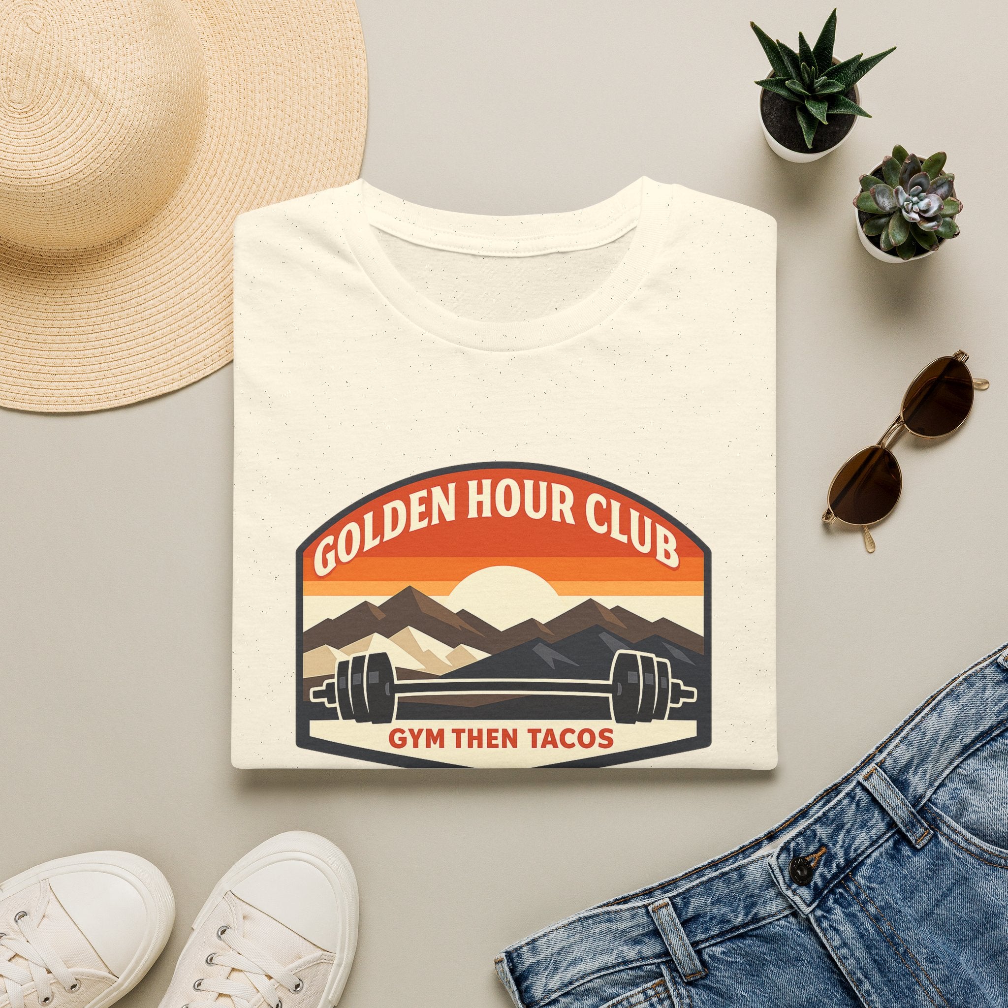 Golden Hour Club | Premium Unisex T-Shirt | Gym Then Tacos