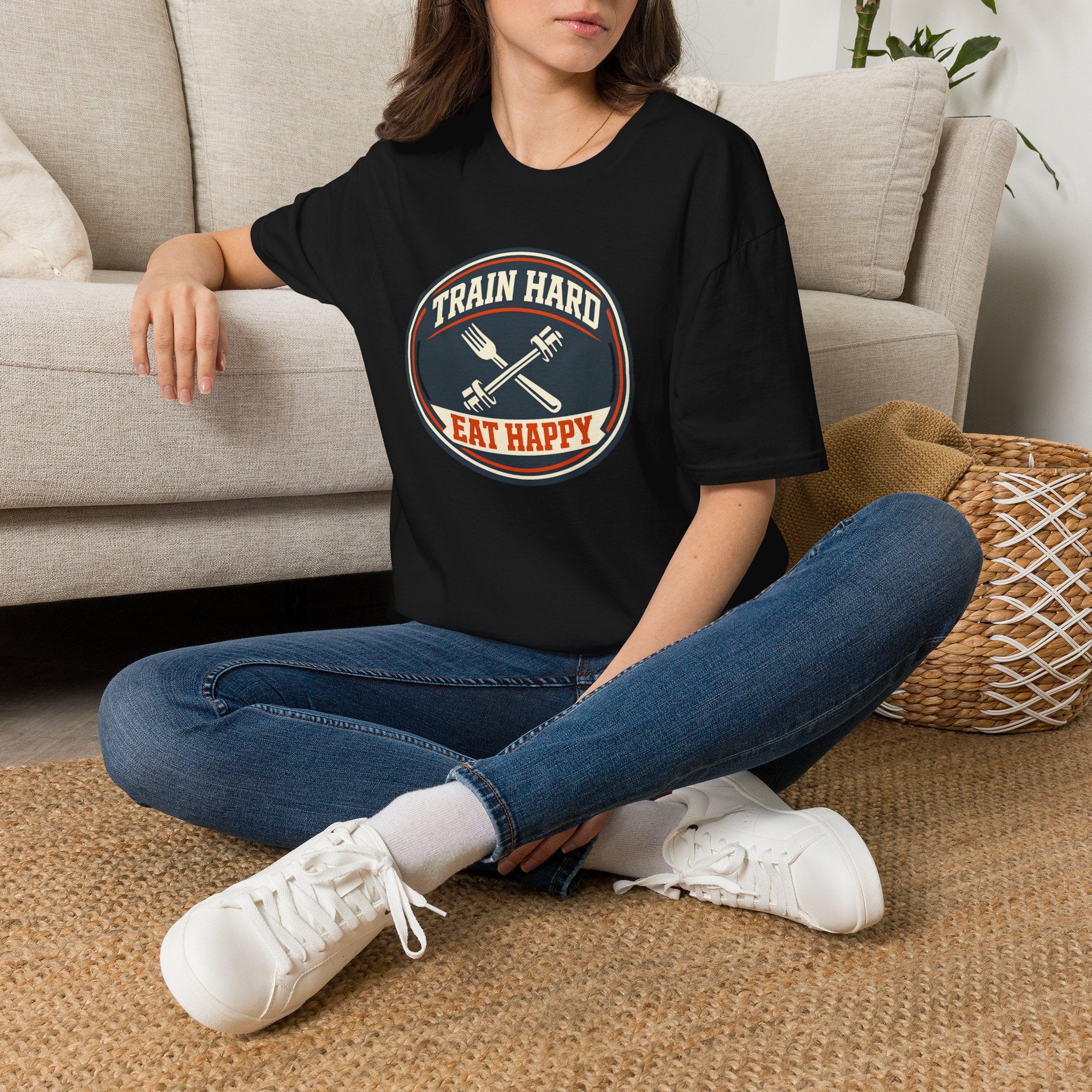 Train Hard. Eat Happy. | Premium Unisex T-Shirt | Gym Then Tacos