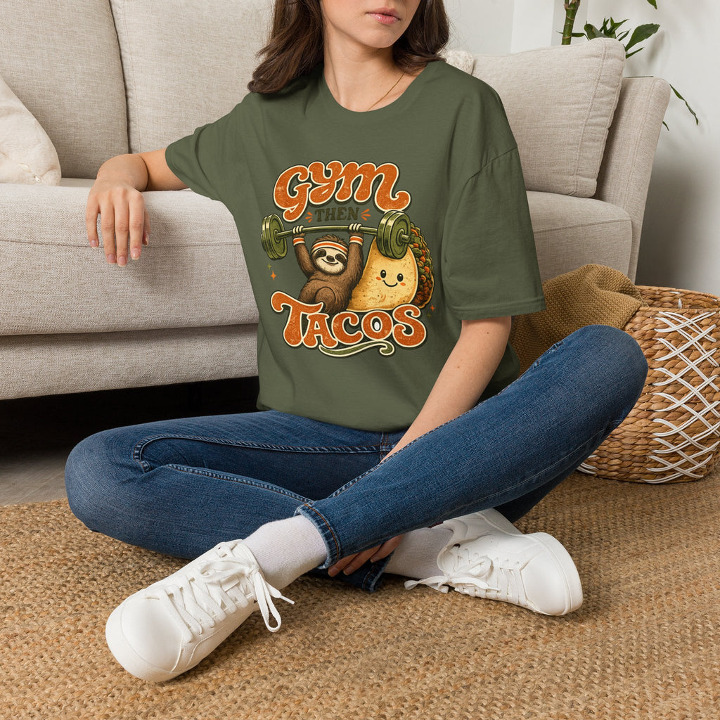 Gym Sloth | Premium Unisex T-Shirt | Gym Then Tacos
