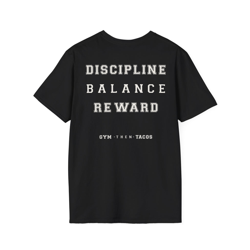 Gym Then Tacos T-Shirt — Minimal Fitness & Food Quote Tee