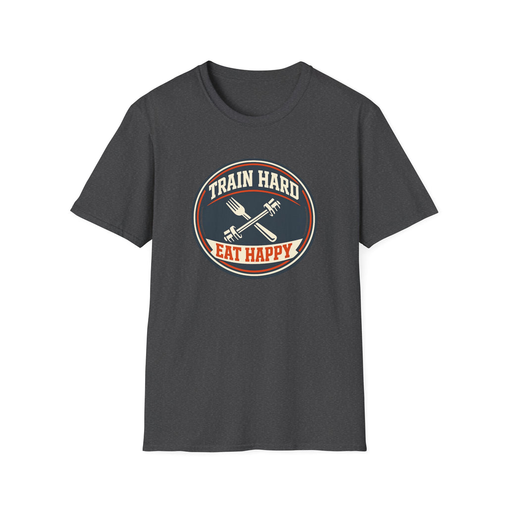Train Hard. Eat Happy. | Premium Unisex T-Shirt | Gym Then Tacos