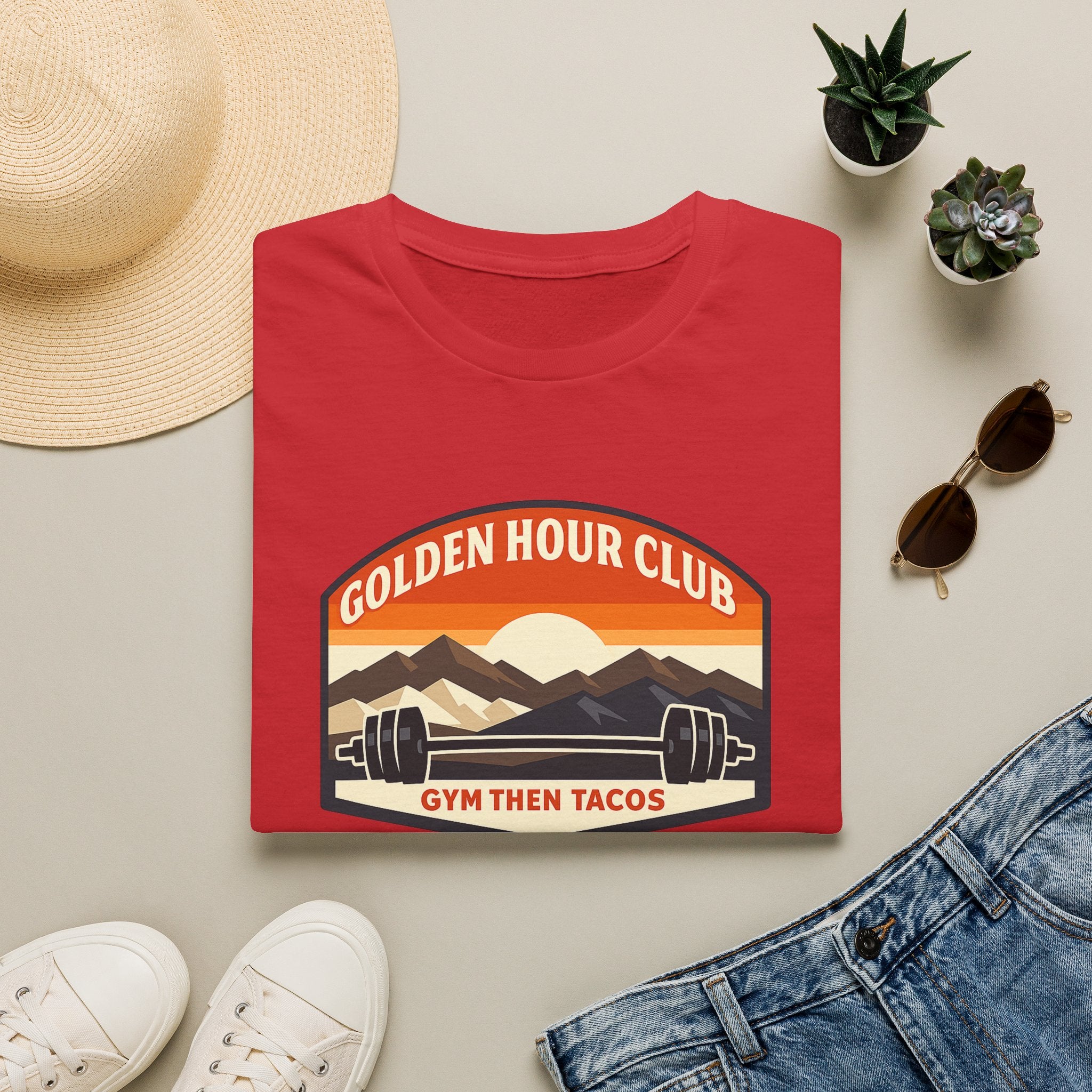 Golden Hour Club | Premium Unisex T-Shirt | Gym Then Tacos